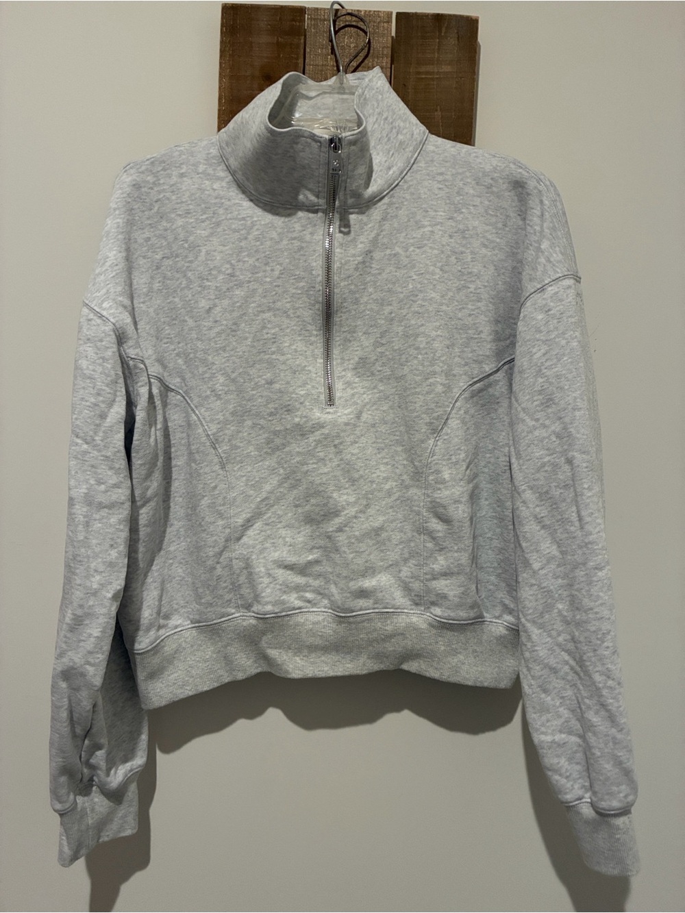 Women's Light Gray Half-Zip Pullover Sweatshirt